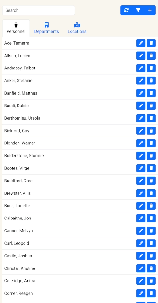 Company Directory mobile view screenshot